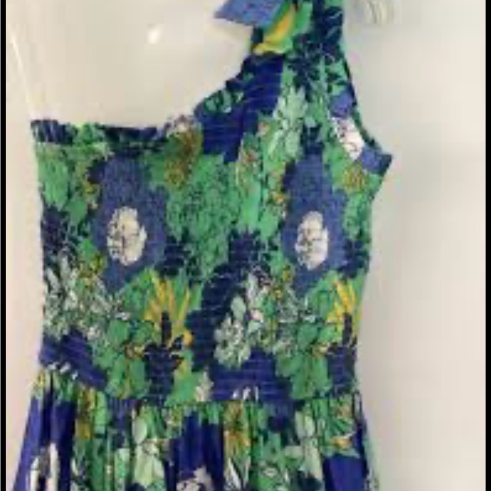 Floral Green and Blue Maxi Dress